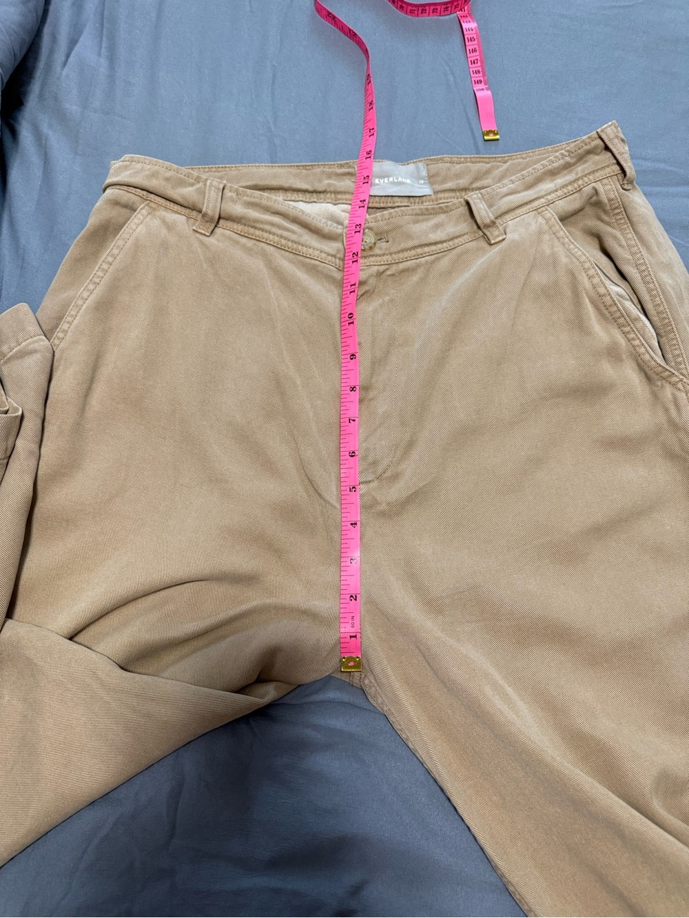 Everlane Barrel Leg Cropped Pants Tan Khaki Size 12 - Picture 8 of 8